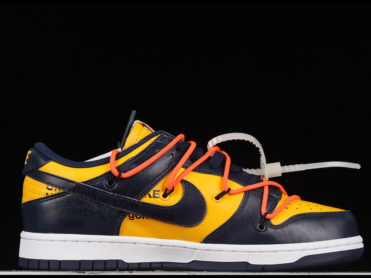 Off-White x Nike Dunk Low "University Gold / Michigan"